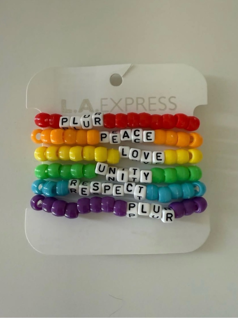 LA Express Taylor Swift Inspired Rainbow Beaded Stretch Bracelet Set Multicolor